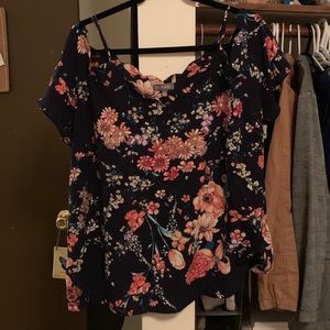 Navy Blue Off The shoulder Blouse